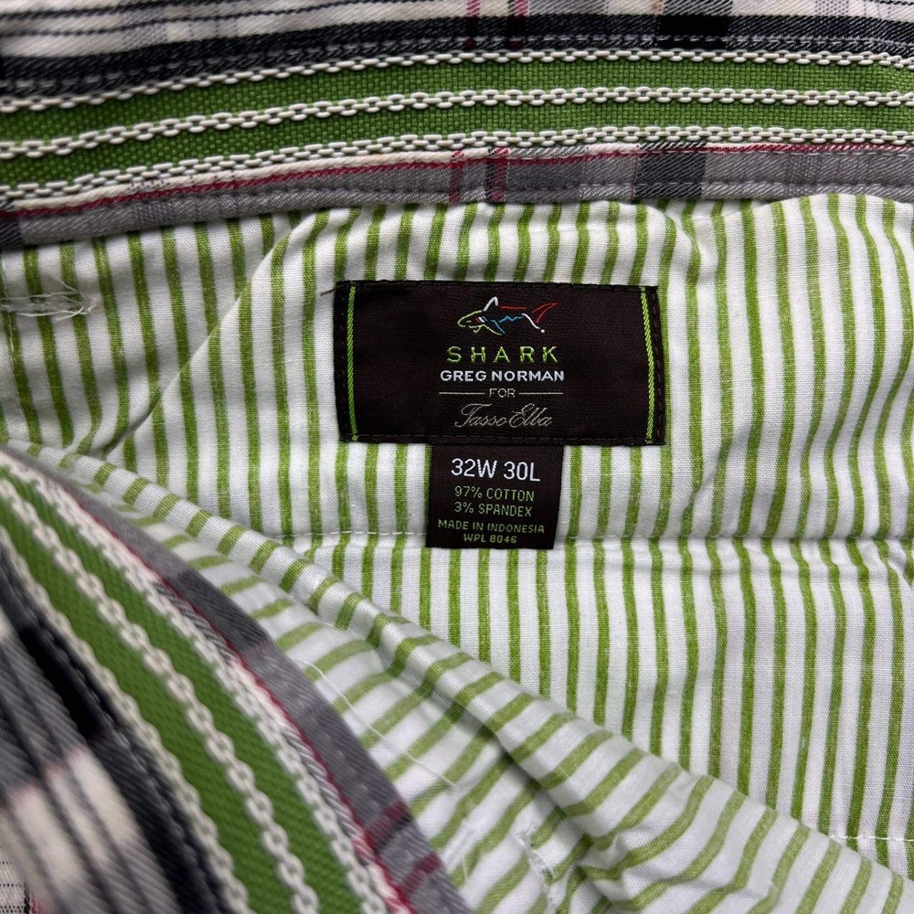 Greg Norman for Tasso Elba Shark Mens Plaid Golf Pants 32x30 White‎ Black - Picture 3 of 9